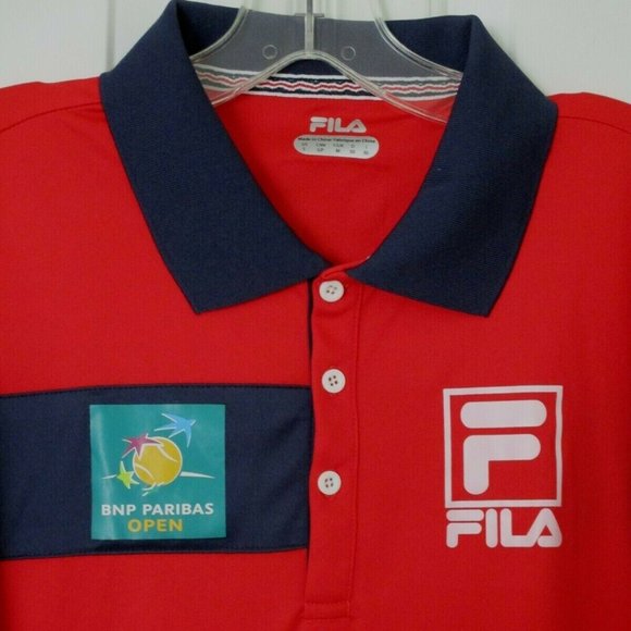 FILA Mens S/S BNP Paribas Open Red Tennis Polo Shirt NWOT - Size Small - Picture 1 of 3